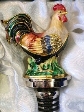 Kingspoint Designs Jeweled Rooster Wine Bottle Stopper With Box